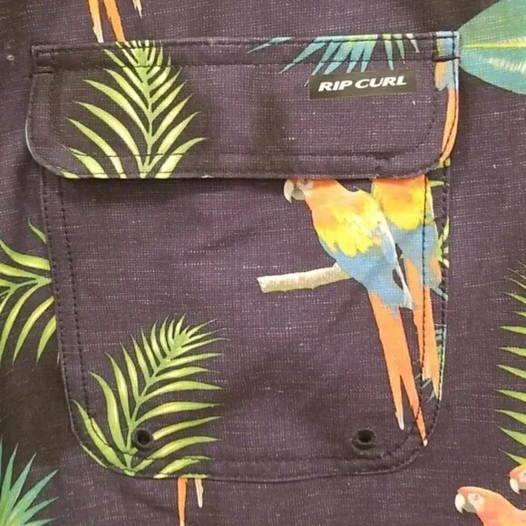 RIP CURL Mirage Subtropic Swim Trunks ~ Swim Shorts Tropical Parrot Print 30 NWT